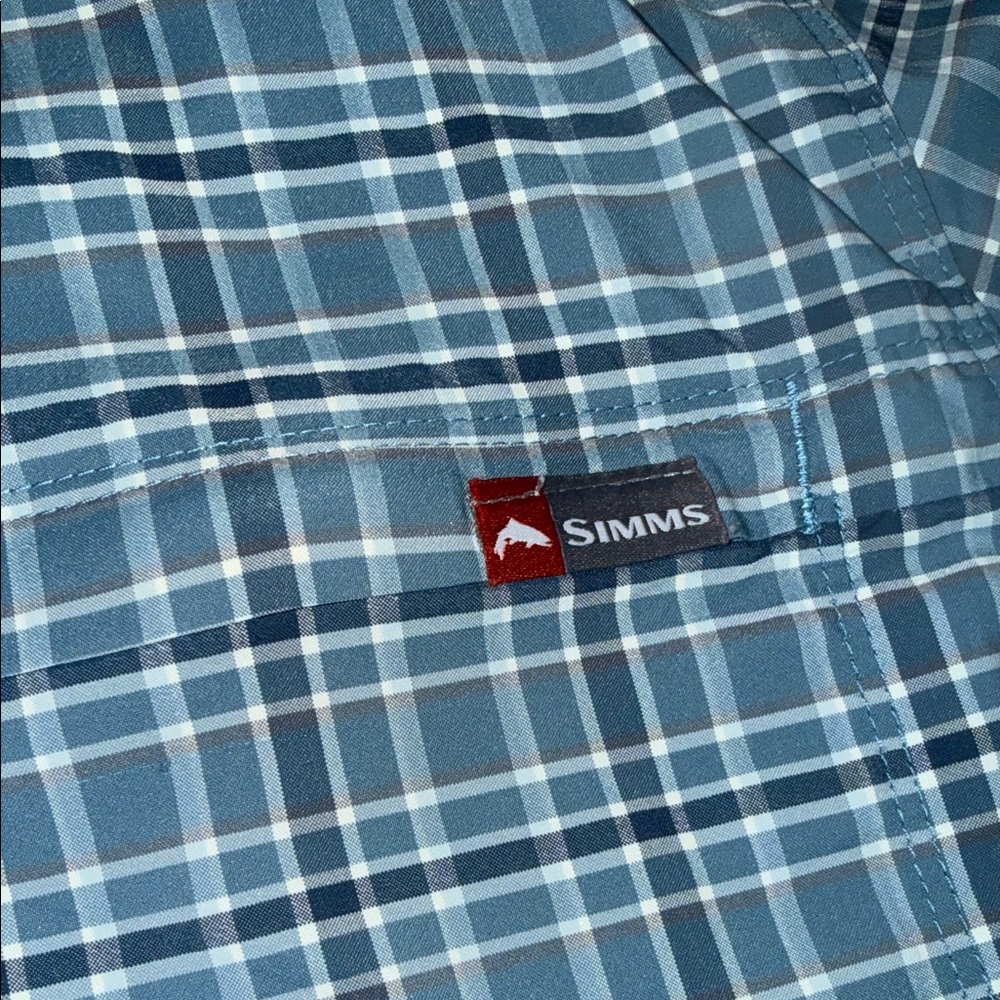 Simms Teal Checkered Button Down Shirt - image 2